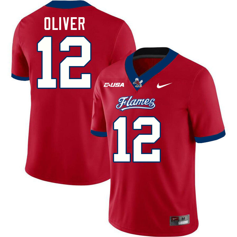 Liberty Flames #12 Alex Oliver College Football Jerseys Stitched-Red